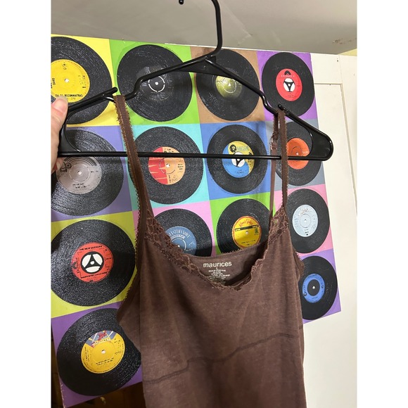 Maurices Brown Lace Trim Camisole Tank Top Women's Size L - Picture 2 of 4